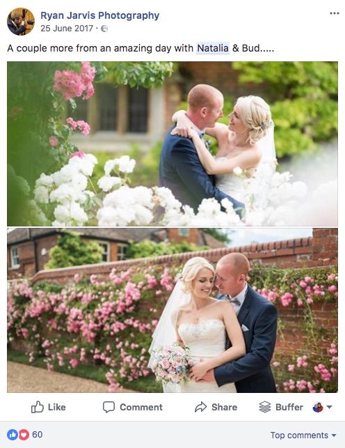 Longstowe Hall has showing the beautiful flowers. Capture from Instagram of Mark and Natalia's wedding 