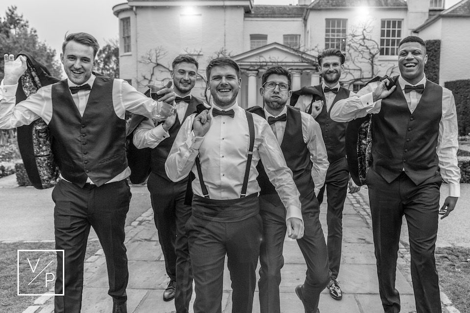 Luke with his groomsmen - a spring pembroke lodge wedding - photography and videography by Veiled Productions