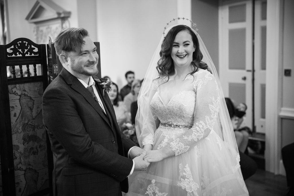 Aimee and Simon saying their wedding vows. Photo thanks to Mark Lord Photography.