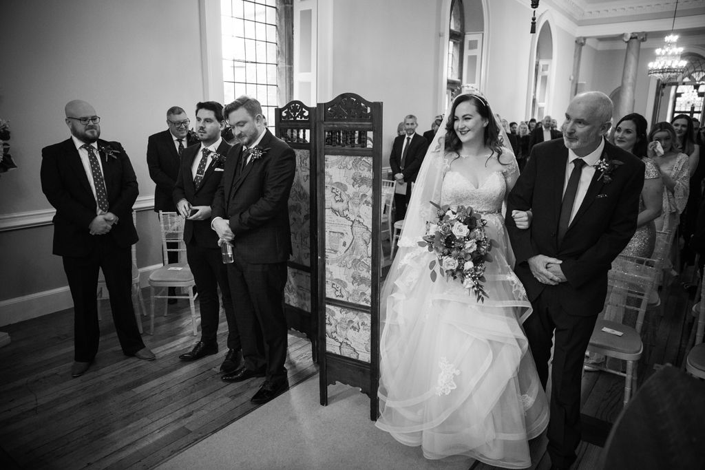 Aimee arriving at the front of the ceremony and seeing Simon for the first time. Photo thanks to Mark Lord Photography.