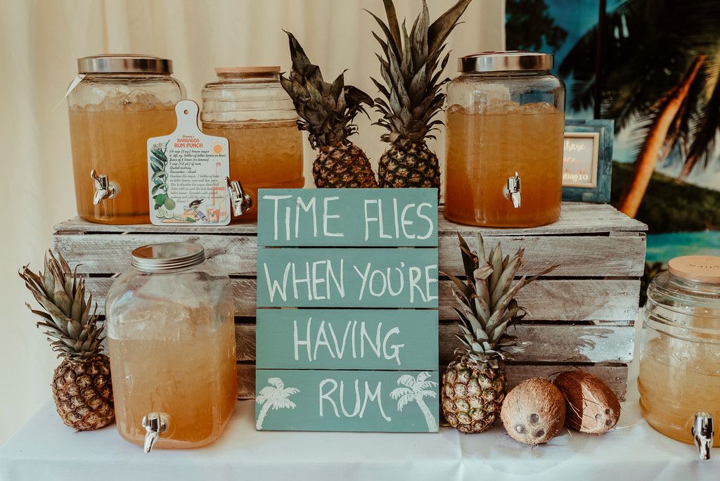 Jenny and Charlie Caribbean themed wedding - rum punch afternoon reception - photography by Jess Soper Photogaphy, videography by Veiled Productions