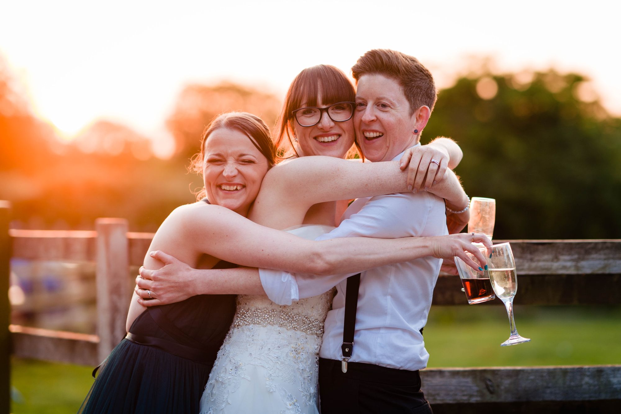 Leicestershire - Champagne celebrations at Rachel's sister's wedding to Laura