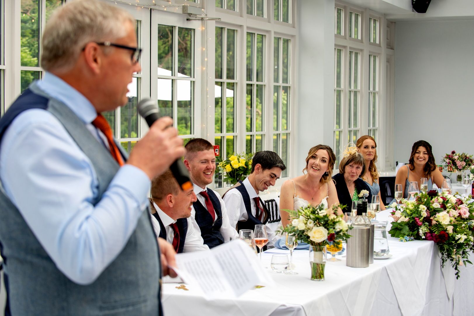 Sophie's Dad giving his speech during Ross and Sophie's wedding reception. Photo thanks to Fountain Photography.