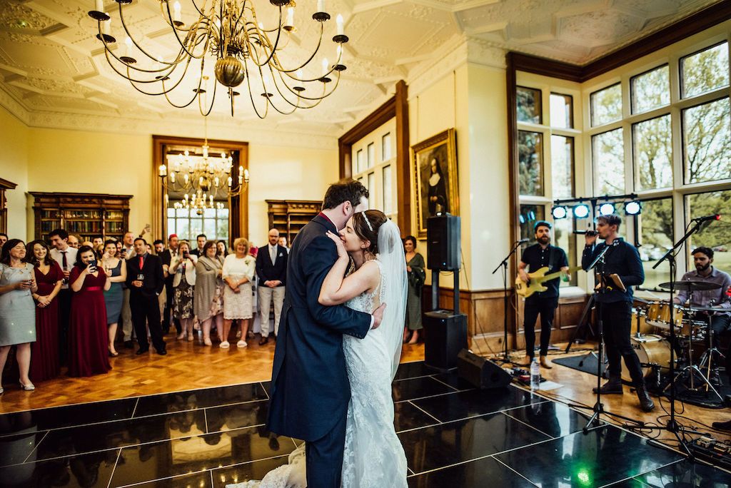 Gorgeous first dance with Breakthrough Band singing live - Jess and Sam wedding at Shuttleworth House. Photo thanks to Michelle Wood Photographer. Shuttleworth House wedding videographer Veiled Productions.