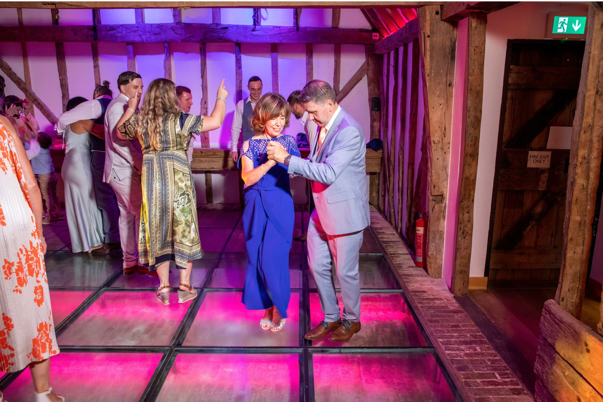 Joanna's Dad and his wife dancing on the dancefloor at South Farm. Photo thanks to Nigel Charman Photography.
